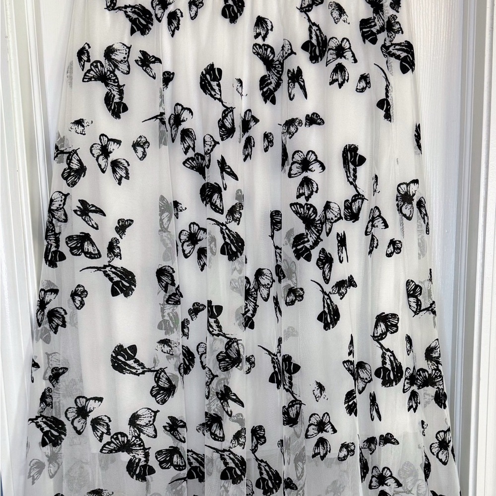 Elegant Black and White Butterfly Skirt
